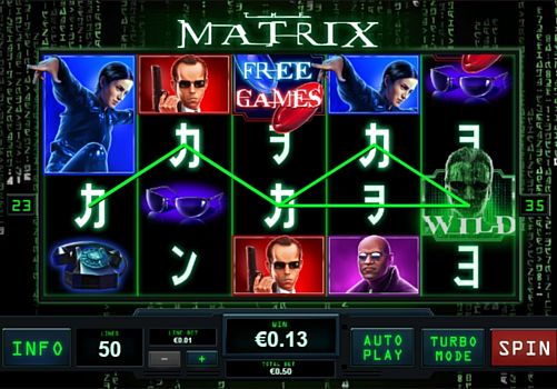 Призовая комбинация символов в игровом автомате Matrix